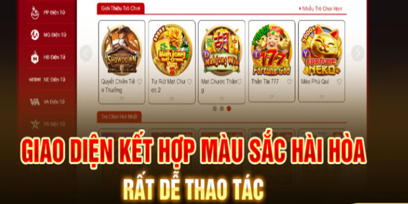 Giao diện của đá gà 33win thân thiện